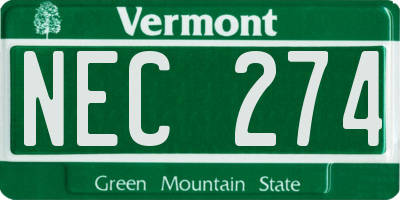 VT license plate NEC274