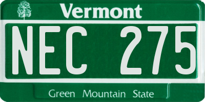 VT license plate NEC275