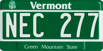 VT license plate NEC277