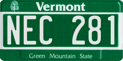VT license plate NEC281