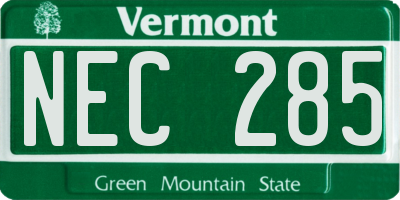 VT license plate NEC285