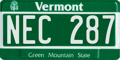 VT license plate NEC287