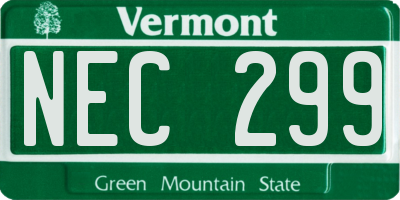 VT license plate NEC299
