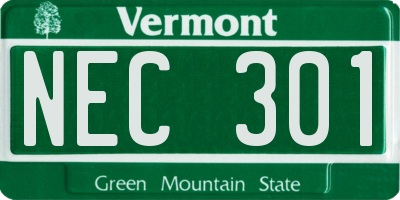 VT license plate NEC301