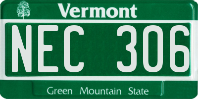 VT license plate NEC306