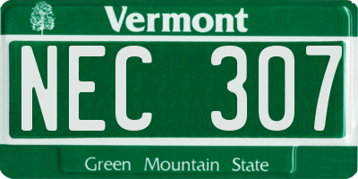 VT license plate NEC307