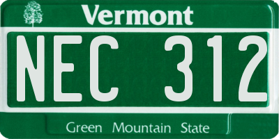 VT license plate NEC312