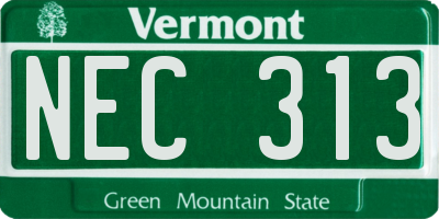 VT license plate NEC313