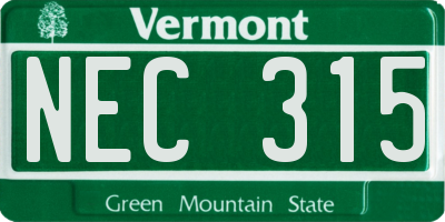 VT license plate NEC315