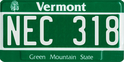 VT license plate NEC318