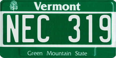 VT license plate NEC319