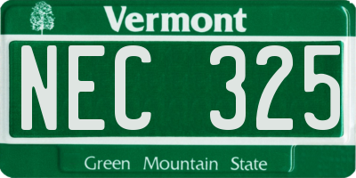 VT license plate NEC325