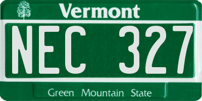 VT license plate NEC327