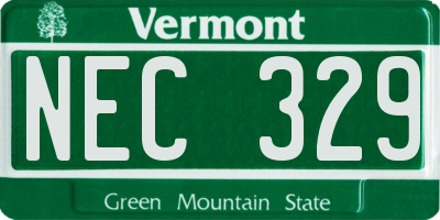 VT license plate NEC329