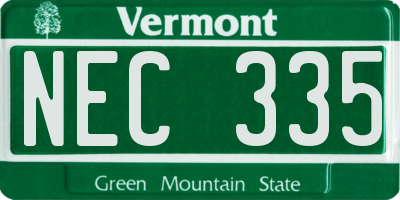 VT license plate NEC335