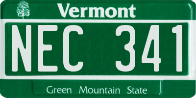 VT license plate NEC341