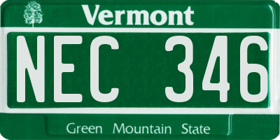 VT license plate NEC346