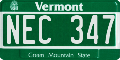 VT license plate NEC347