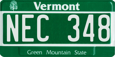 VT license plate NEC348