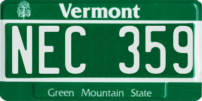VT license plate NEC359
