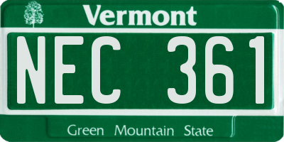 VT license plate NEC361