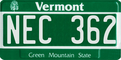 VT license plate NEC362