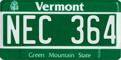 VT license plate NEC364