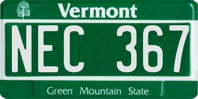 VT license plate NEC367