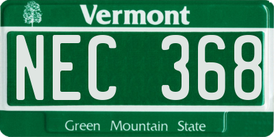 VT license plate NEC368