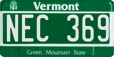 VT license plate NEC369