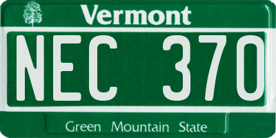 VT license plate NEC370