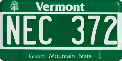 VT license plate NEC372
