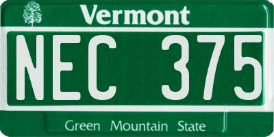 VT license plate NEC375