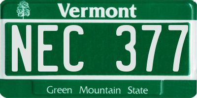 VT license plate NEC377