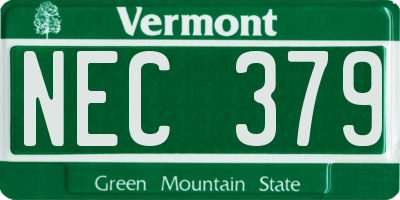 VT license plate NEC379