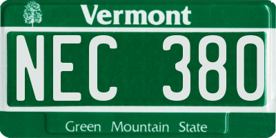 VT license plate NEC380