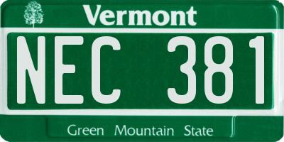 VT license plate NEC381