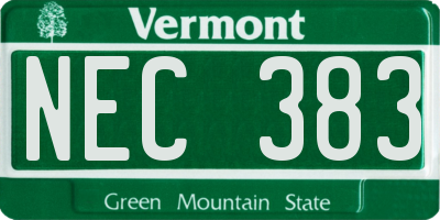 VT license plate NEC383