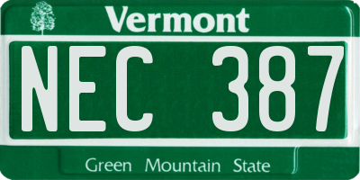 VT license plate NEC387