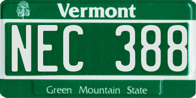 VT license plate NEC388