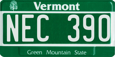 VT license plate NEC390