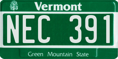 VT license plate NEC391