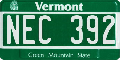 VT license plate NEC392