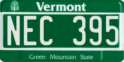 VT license plate NEC395