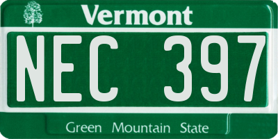 VT license plate NEC397