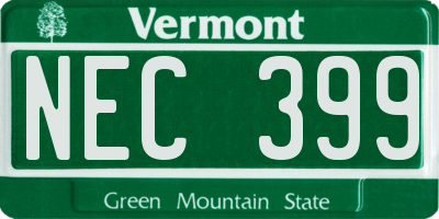 VT license plate NEC399