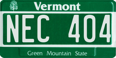 VT license plate NEC404
