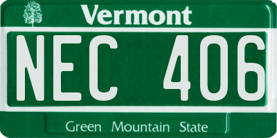 VT license plate NEC406