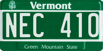 VT license plate NEC410
