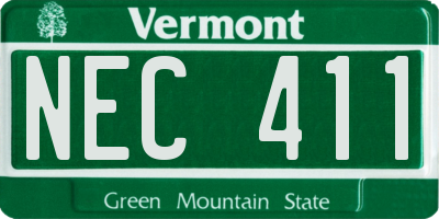 VT license plate NEC411